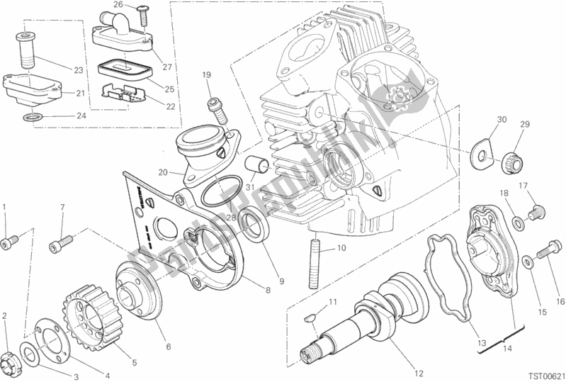 Todas as partes de Testa Orizzontale - Distribuzione do Ducati Scrambler 1100 Thailand 2019